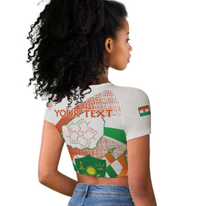 Personalized Happy Jamhuriyar Nijar Independence Day Raglan Cropped T shirt Coat Of Arm With Niger Map
