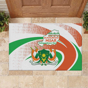 Happy Jamhuriyar Nijar Independence Day Rubber Doormat Coat Of Arm With Niger Map