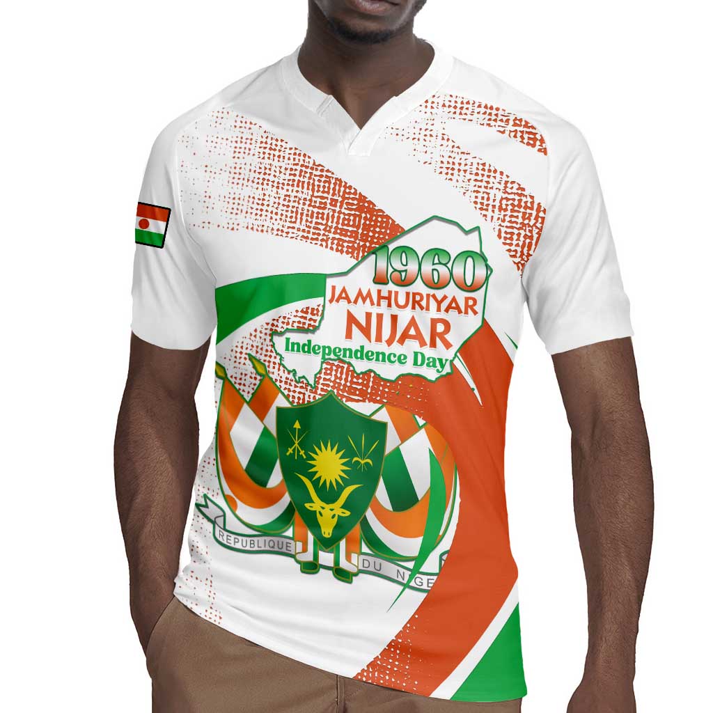 Personalized Happy Jamhuriyar Nijar Independence Day Rugby Jersey Coat Of Arm With Niger Map