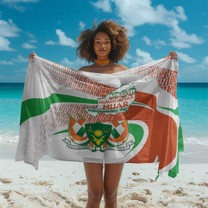 Happy Jamhuriyar Nijar Independence Day Sarong Coat Of Arm With Niger Map