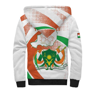 Personalized Happy Jamhuriyar Nijar Independence Day Sherpa Hoodie Coat Of Arm With Niger Map