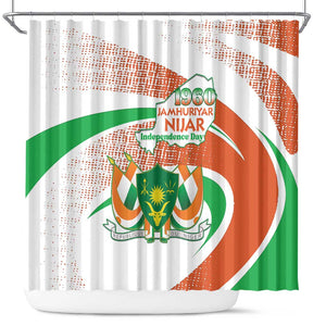 Happy Jamhuriyar Nijar Independence Day Shower Curtain Coat Of Arm With Niger Map