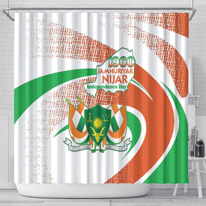 Happy Jamhuriyar Nijar Independence Day Shower Curtain Coat Of Arm With Niger Map