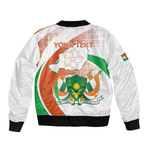 Personalized Happy Jamhuriyar Nijar Independence Day Sleeve Zip Bomber Jacket Coat Of Arm With Niger Map