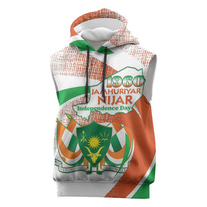 Personalized Happy Jamhuriyar Nijar Independence Day Sleeveless Hoodie Coat Of Arm With Niger Map - African Pride