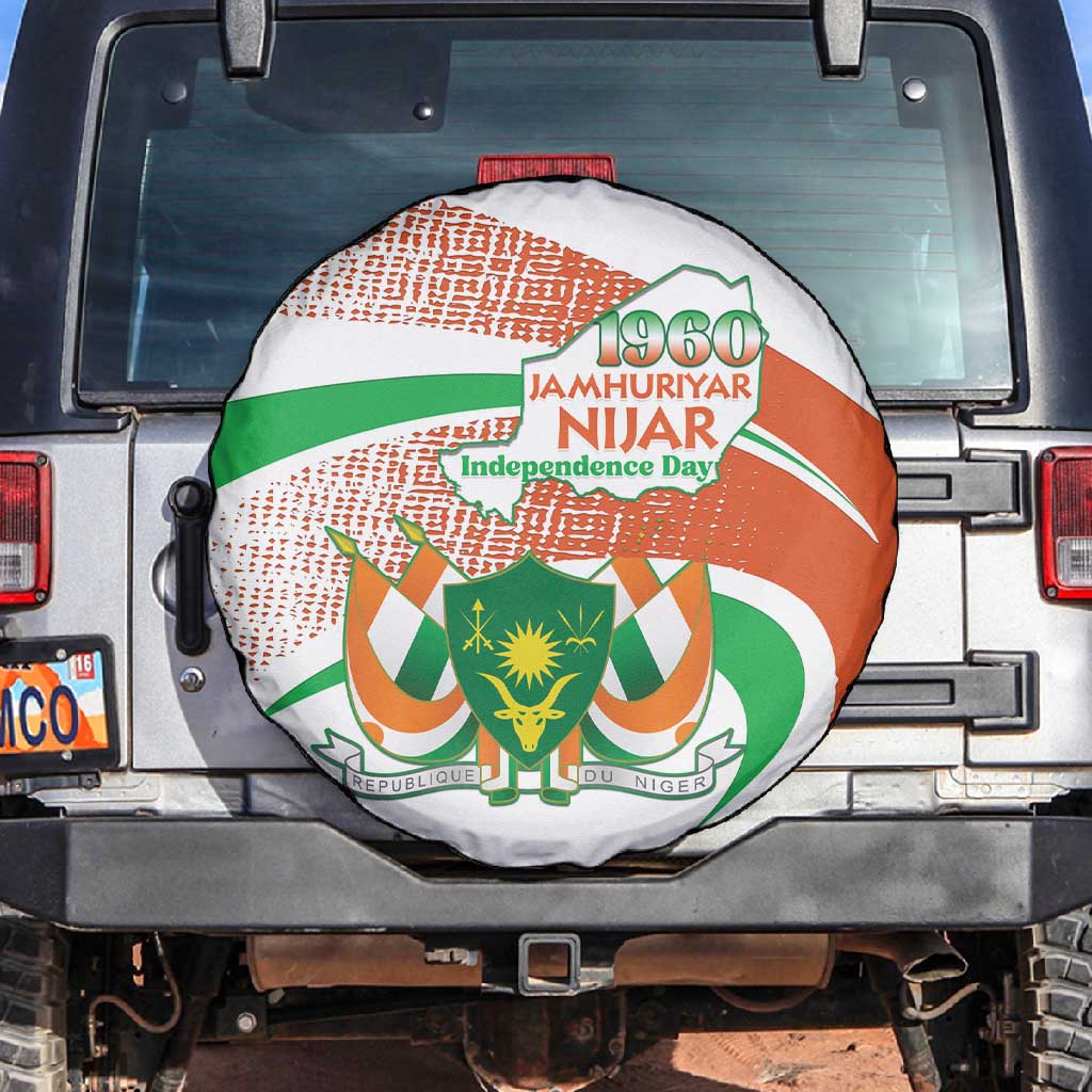 Happy Jamhuriyar Nijar Independence Day Spare Tire Cover Coat Of Arm With Niger Map