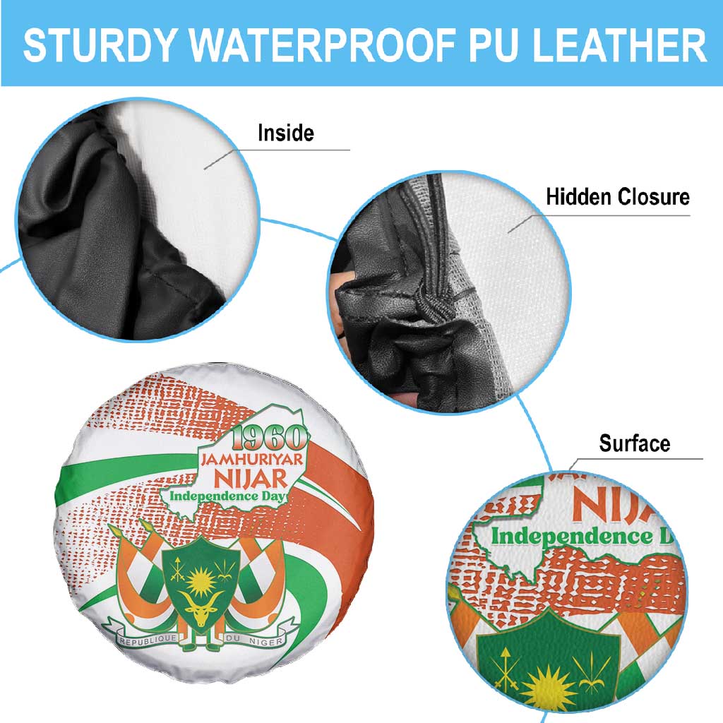 Happy Jamhuriyar Nijar Independence Day Spare Tire Cover Coat Of Arm With Niger Map