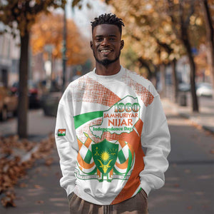 Personalized Happy Jamhuriyar Nijar Independence Day Sweatshirt Coat Of Arm With Niger Map