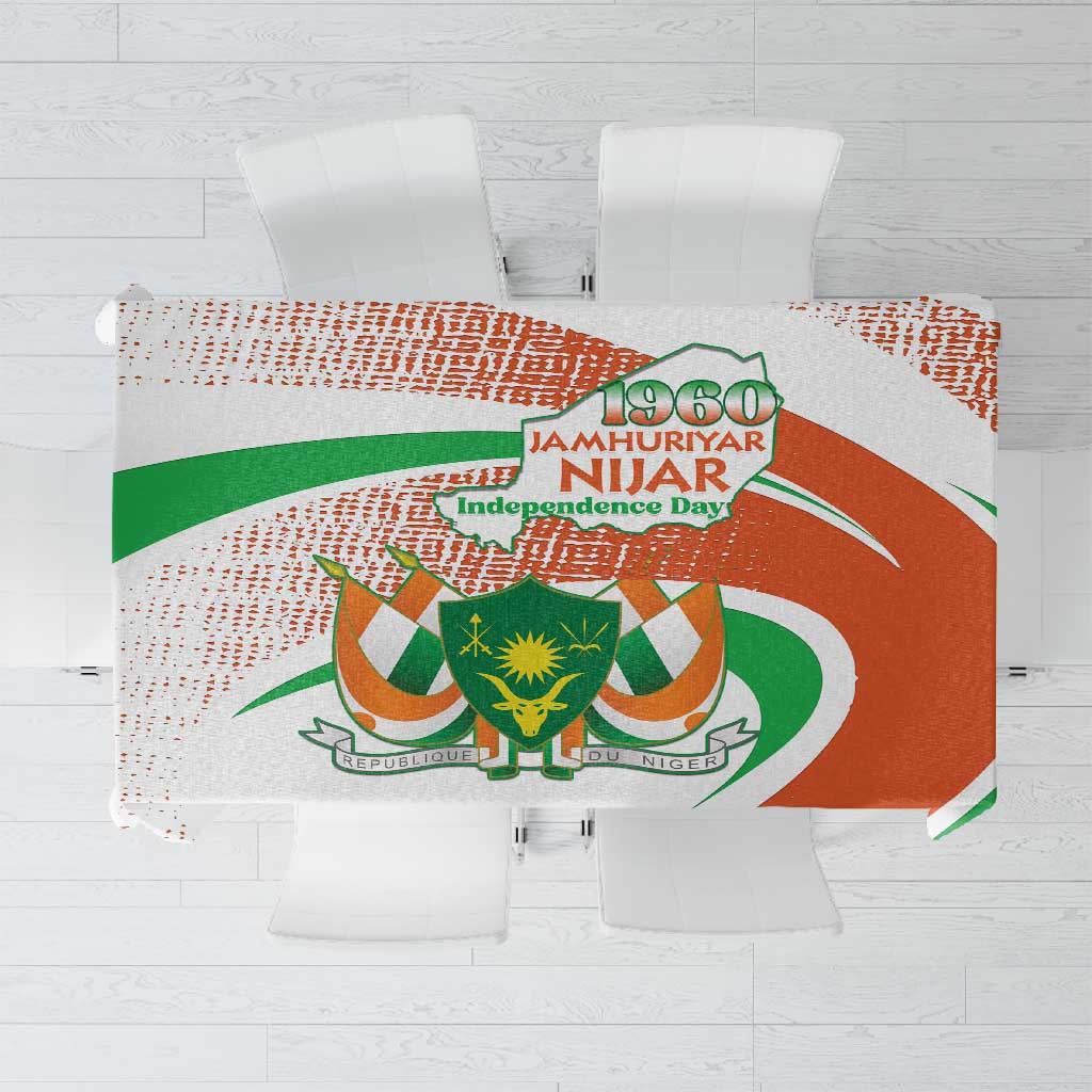 Happy Jamhuriyar Nijar Independence Day Tablecloth Coat Of Arm With Niger Map