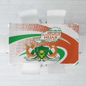 Happy Jamhuriyar Nijar Independence Day Tablecloth Coat Of Arm With Niger Map