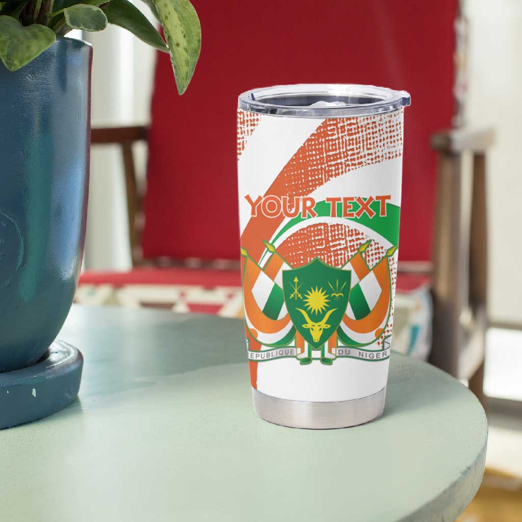 Personalized Happy Jamhuriyar Nijar Independence Day Tumbler Cup Coat Of Arm With Niger Map