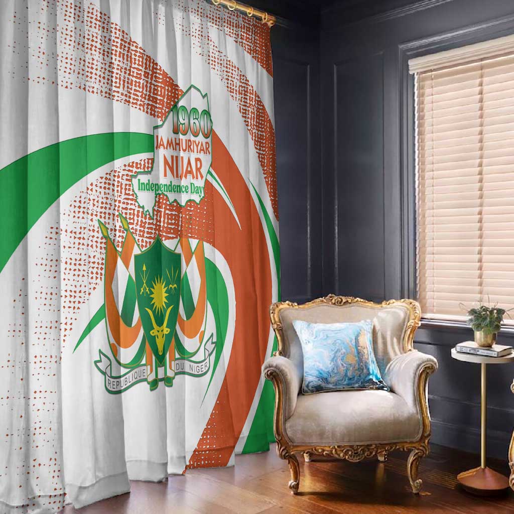 Happy Jamhuriyar Nijar Independence Day Window Curtain Coat Of Arm With Niger Map