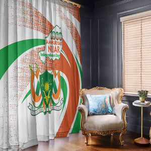 Happy Jamhuriyar Nijar Independence Day Window Curtain Coat Of Arm With Niger Map
