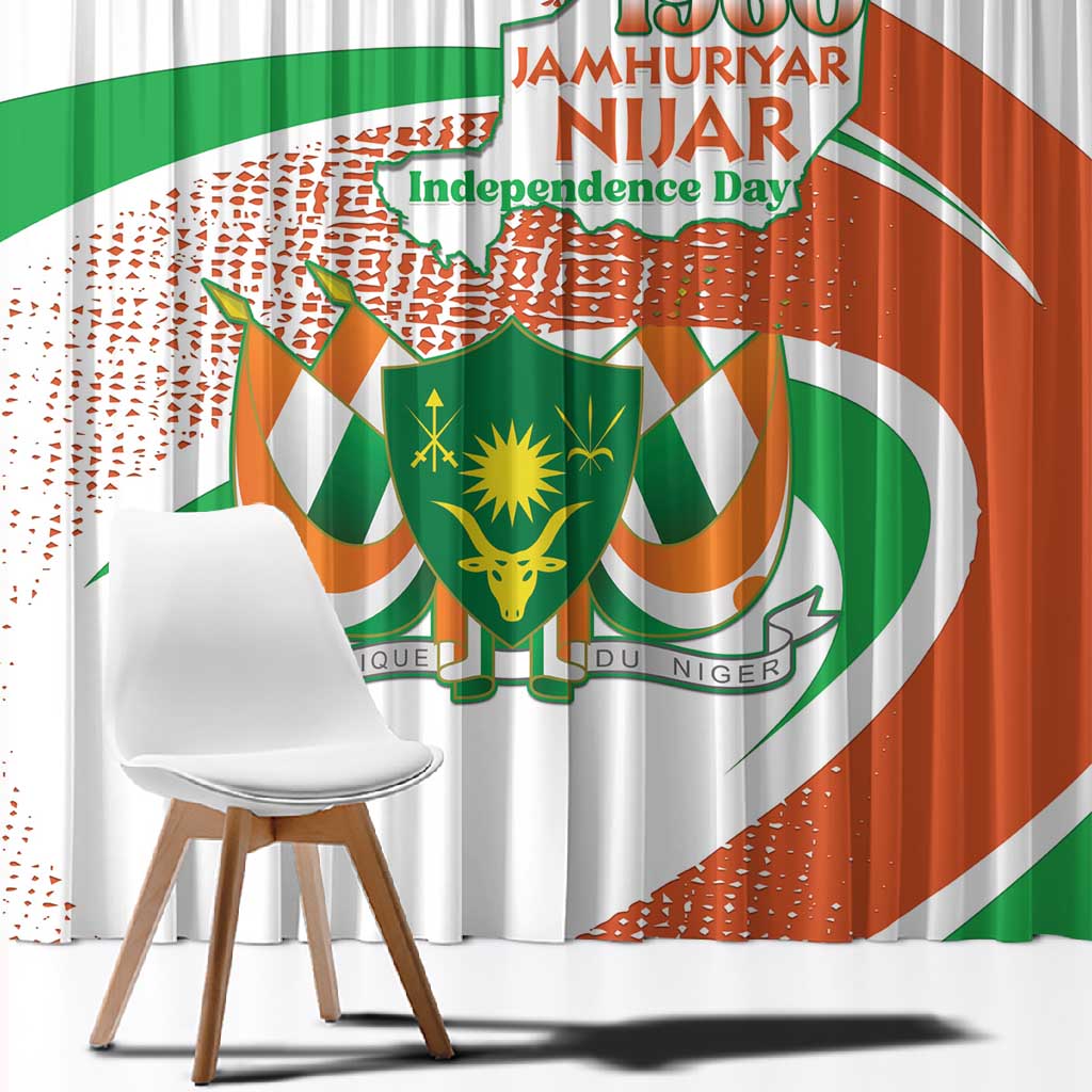 Happy Jamhuriyar Nijar Independence Day Window Curtain Coat Of Arm With Niger Map
