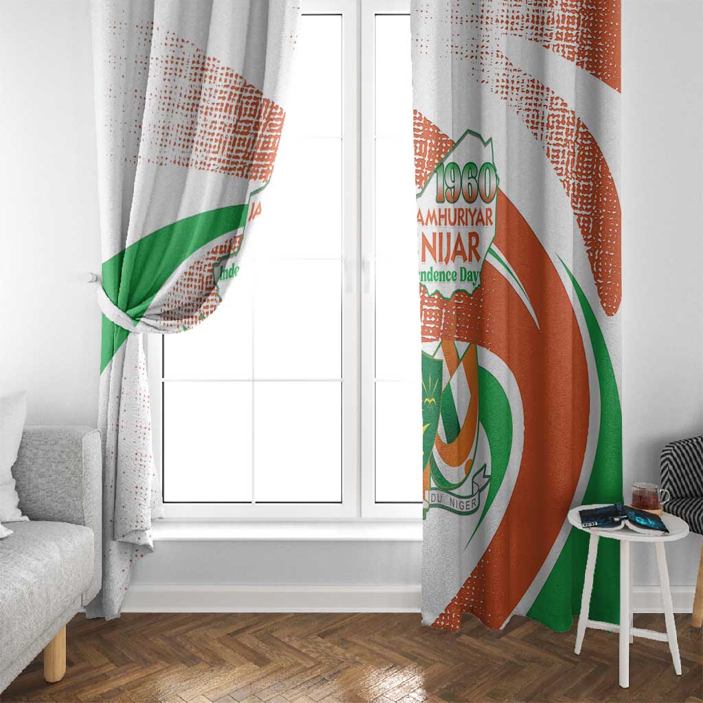 Happy Jamhuriyar Nijar Independence Day Window Curtain Coat Of Arm With Niger Map