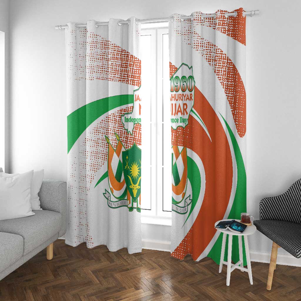 Happy Jamhuriyar Nijar Independence Day Window Curtain Coat Of Arm With Niger Map