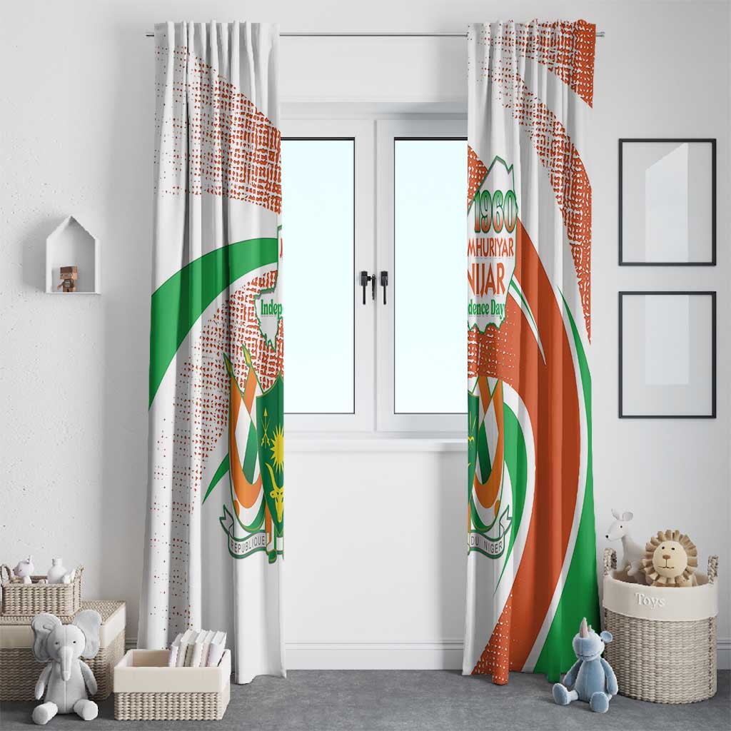 Happy Jamhuriyar Nijar Independence Day Window Curtain Coat Of Arm With Niger Map