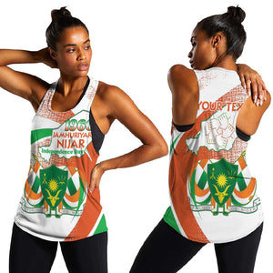 Personalized Happy Jamhuriyar Nijar Independence Day Women Racerback Tank Coat Of Arm With Niger Map