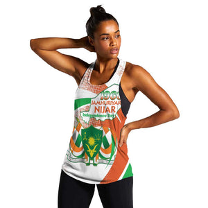 Personalized Happy Jamhuriyar Nijar Independence Day Women Racerback Tank Coat Of Arm With Niger Map