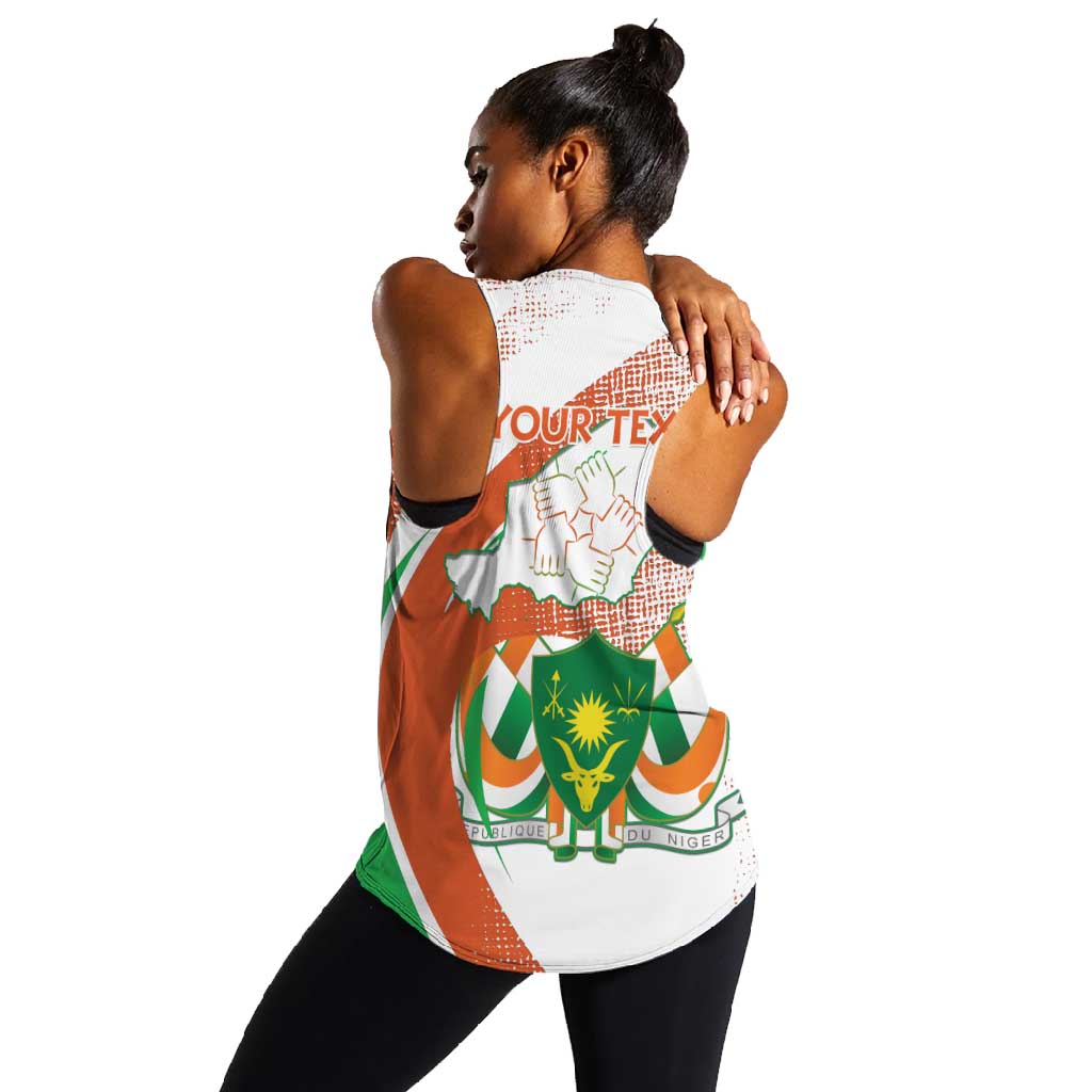 Personalized Happy Jamhuriyar Nijar Independence Day Women Racerback Tank Coat Of Arm With Niger Map