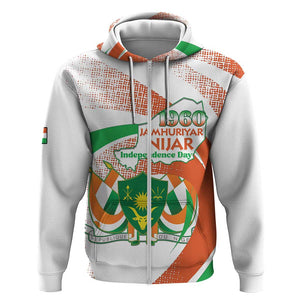 Personalized Happy Jamhuriyar Nijar Independence Day Zip Hoodie Coat Of Arm With Niger Map