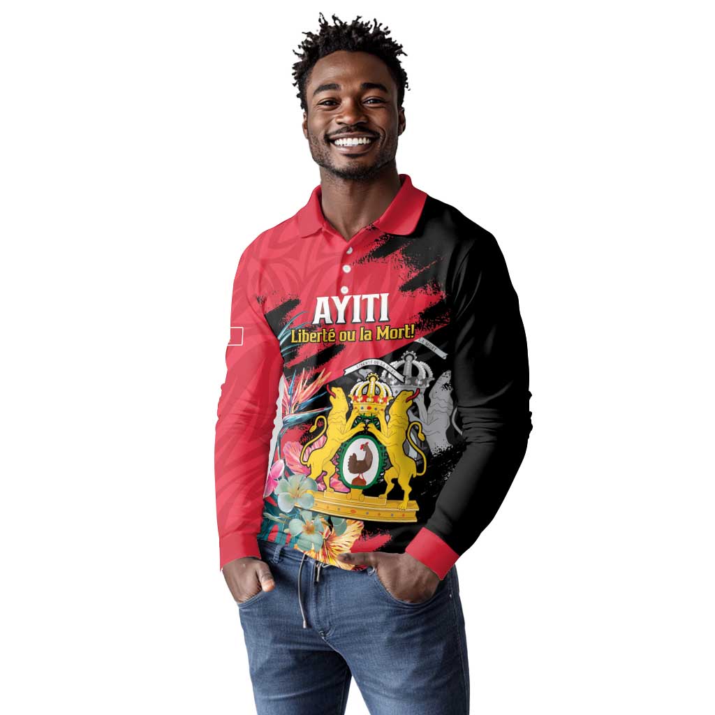 Personalized First Empire of Haiti 1804-1806 Long Sleeve Polo Shirt Liberté ou la Mort!