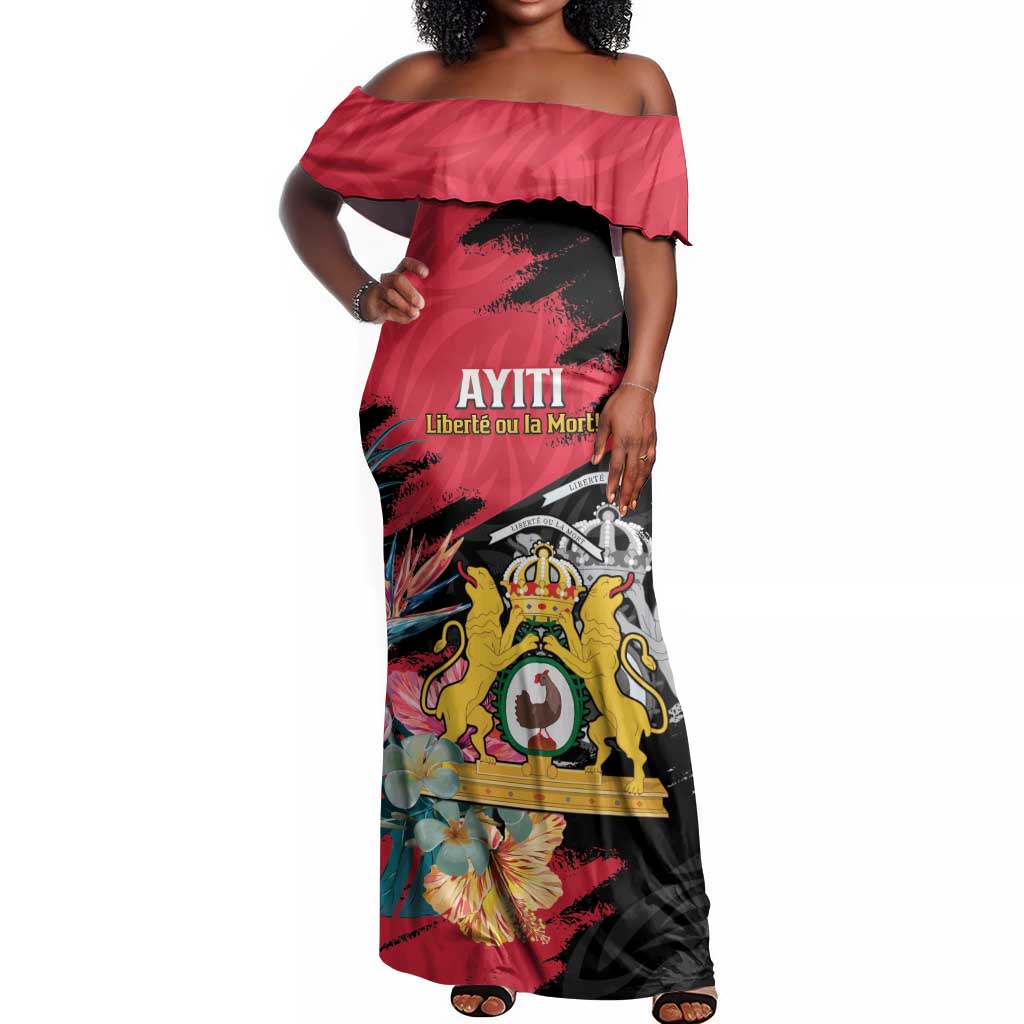 Personalized First Empire of Haiti 1804-1806 Off Shoulder Maxi Dress Liberté ou la Mort!