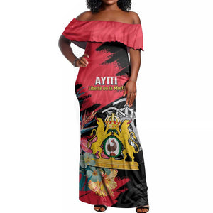 Personalized First Empire of Haiti 1804-1806 Off Shoulder Maxi Dress Liberté ou la Mort!