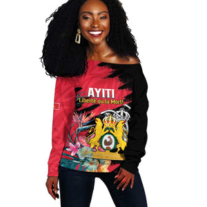 Personalized First Empire of Haiti 1804-1806 Off Shoulder Sweater Liberté ou la Mort!