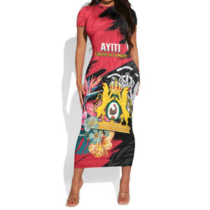 Personalized First Empire of Haiti 1804-1806 Short Sleeve Bodycon Dress Liberté ou la Mort!