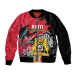 Personalized First Empire of Haiti 1804-1806 Sleeve Zip Bomber Jacket Liberté ou la Mort!