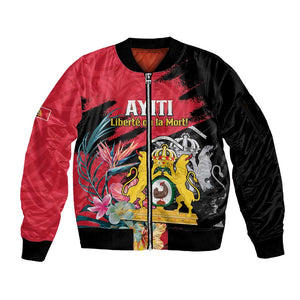 Personalized First Empire of Haiti 1804-1806 Sleeve Zip Bomber Jacket Liberté ou la Mort!