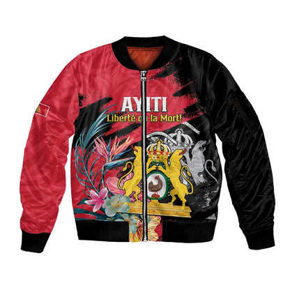 Personalized First Empire of Haiti 1804-1806 Sleeve Zip Bomber Jacket Liberté ou la Mort!
