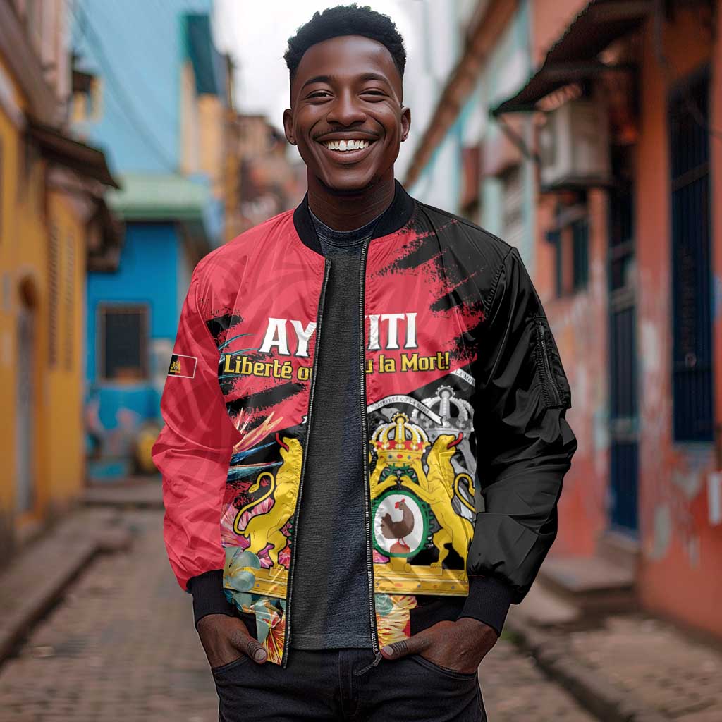 Personalized First Empire of Haiti 1804-1806 Sleeve Zip Bomber Jacket Liberté ou la Mort!