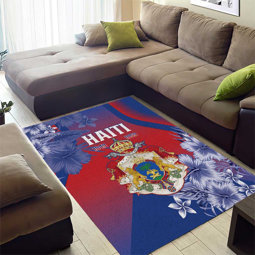 Second Anpi an Ayiti Area Rug Imperial Haiti Coat Of Arms Tropical Flowers
