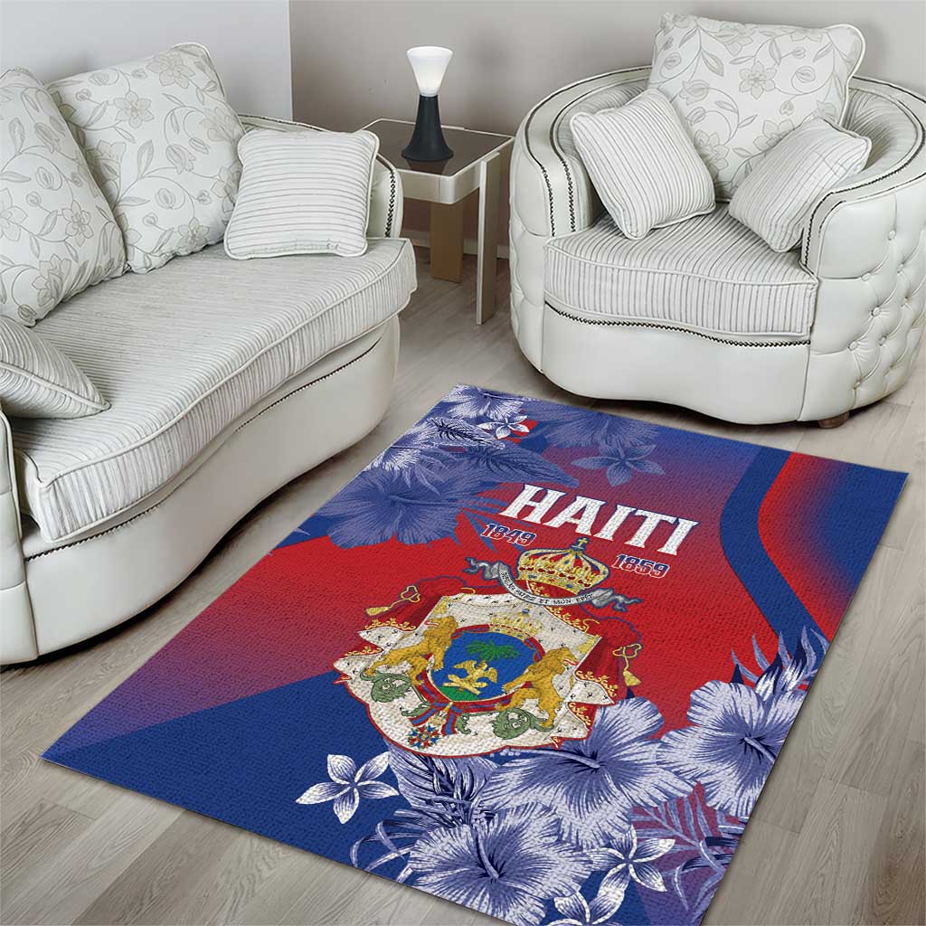 Second Anpi an Ayiti Area Rug Imperial Haiti Coat Of Arms Tropical Flowers