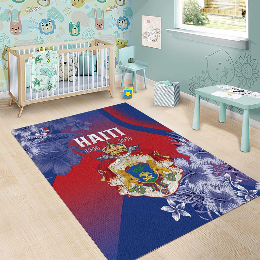 Second Anpi an Ayiti Area Rug Imperial Haiti Coat Of Arms Tropical Flowers