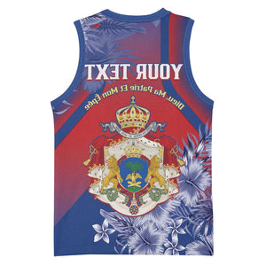 Personalized Second Anpi an Ayiti Basketball Jersey Imperial Haiti Coat Of Arms Tropical Flowers - African Pride