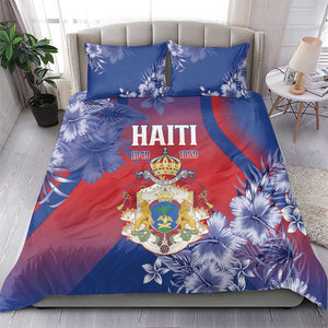 Second Anpi an Ayiti Bedding Set Imperial Haiti Coat Of Arms Tropical Flowers