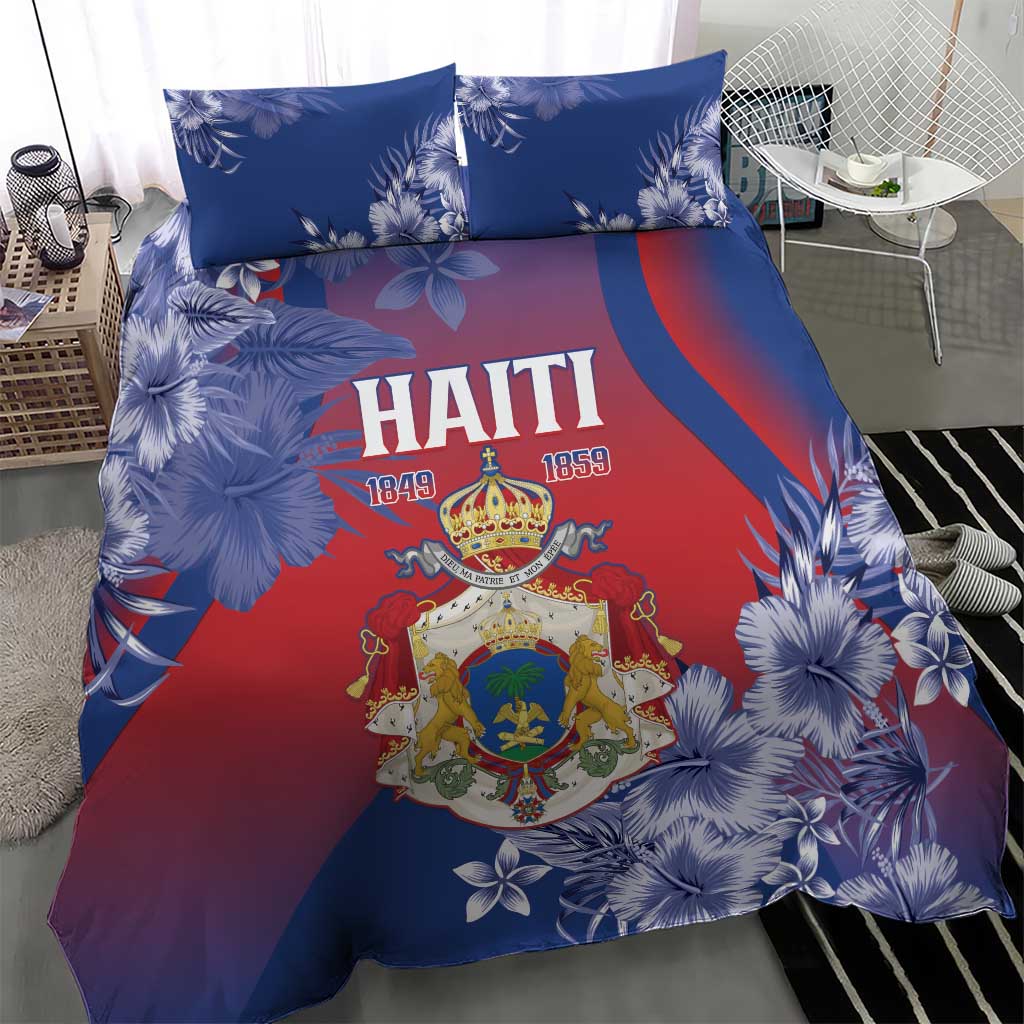 Second Anpi an Ayiti Bedding Set Imperial Haiti Coat Of Arms Tropical Flowers