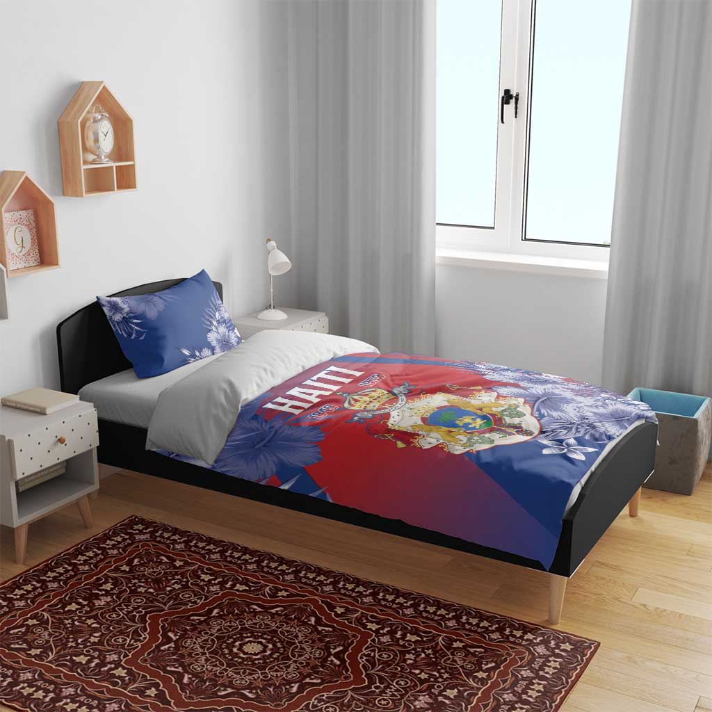 Second Anpi an Ayiti Bedding Set Imperial Haiti Coat Of Arms Tropical Flowers