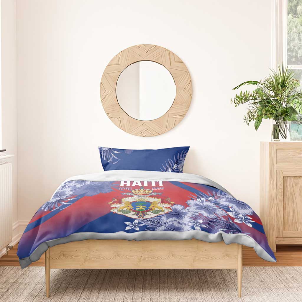 Second Anpi an Ayiti Bedding Set Imperial Haiti Coat Of Arms Tropical Flowers