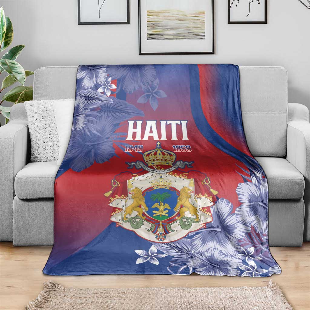 Second Anpi an Ayiti Blanket Imperial Haiti Coat Of Arms Tropical Flowers