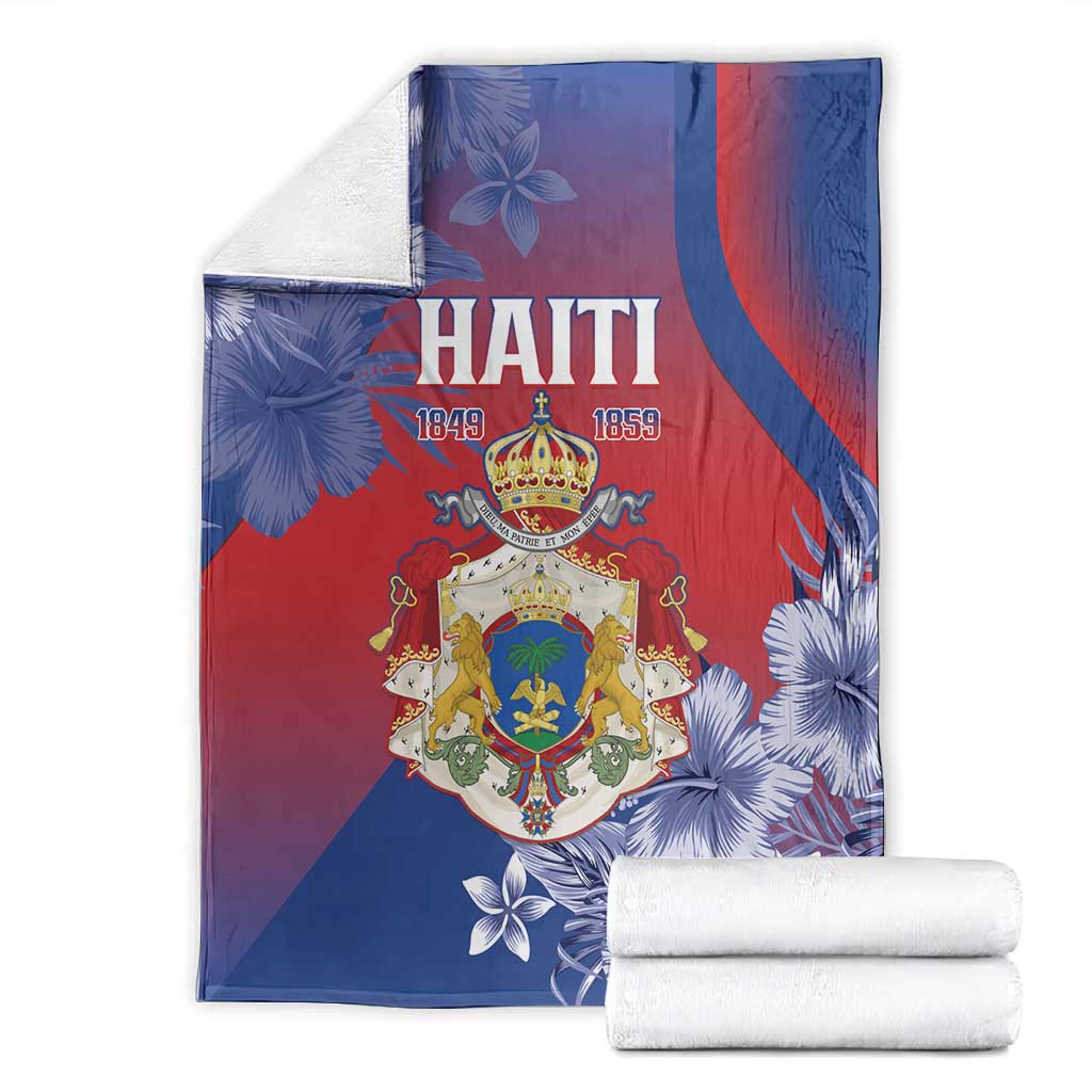 Second Anpi an Ayiti Blanket Imperial Haiti Coat Of Arms Tropical Flowers