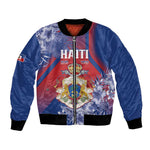 Personalized Second Anpi an Ayiti Bomber Jacket Imperial Haiti Coat Of Arms Tropical Flowers