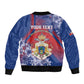 Personalized Second Anpi an Ayiti Bomber Jacket Imperial Haiti Coat Of Arms Tropical Flowers