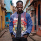 Personalized Second Anpi an Ayiti Bomber Jacket Imperial Haiti Coat Of Arms Tropical Flowers