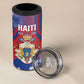 Personalized Second Anpi an Ayiti 4 in 1 Can Cooler Tumbler Imperial Haiti Coat Of Arms Tropical Flowers