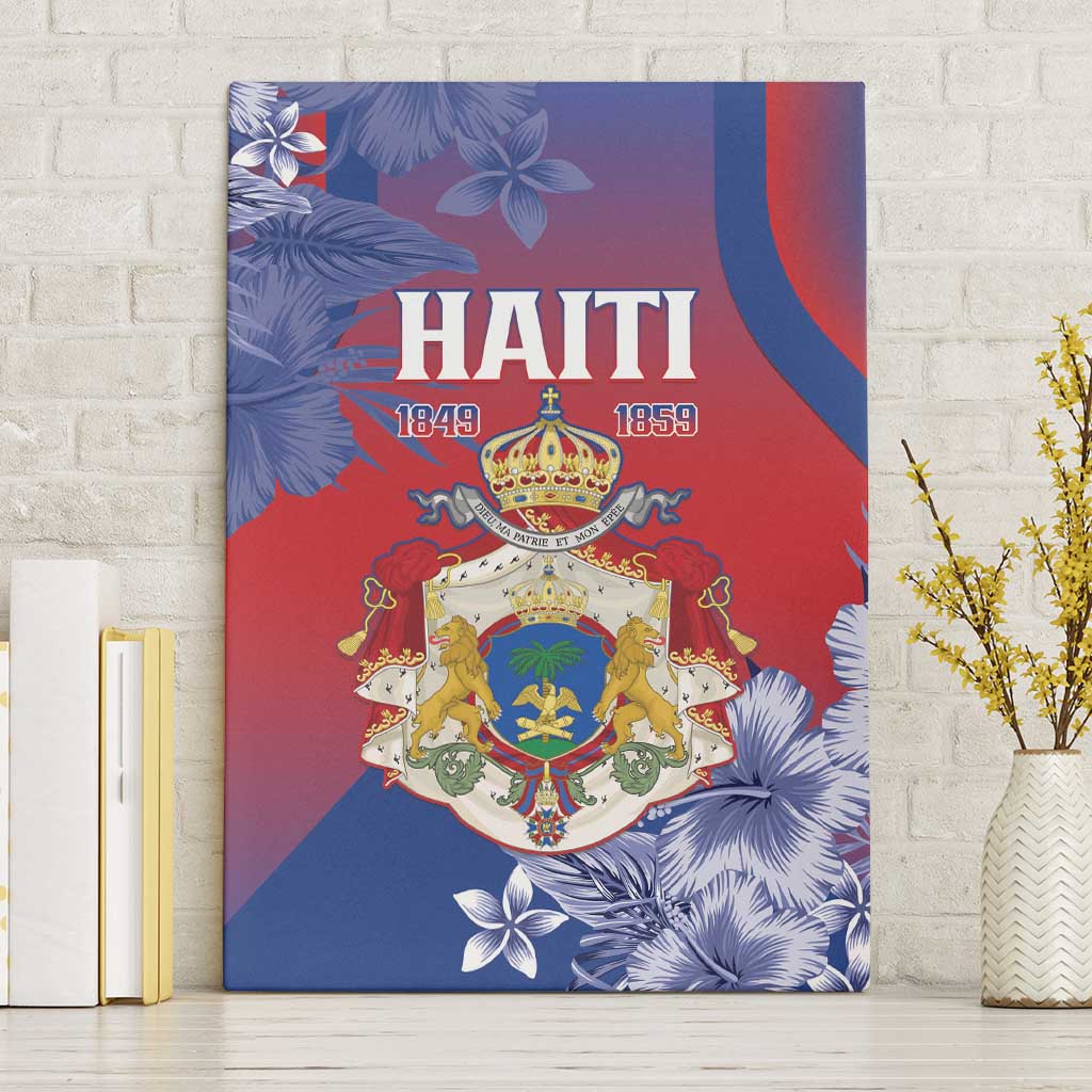 Second Anpi an Ayiti Canvas Wall Art Imperial Haiti Coat Of Arms Tropical Flowers