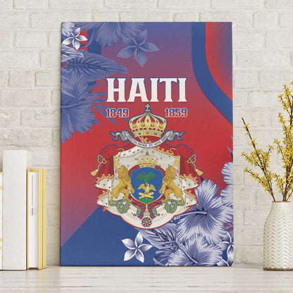 Second Anpi an Ayiti Canvas Wall Art Imperial Haiti Coat Of Arms Tropical Flowers